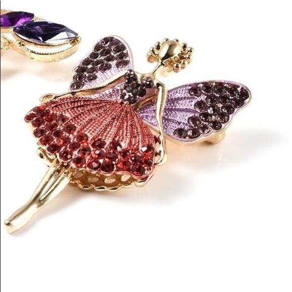 Multi Color Austrian Crystals Fairy Ballerina Dancer Enhanced Brooch Pin Pendant - Picture 12 of 14